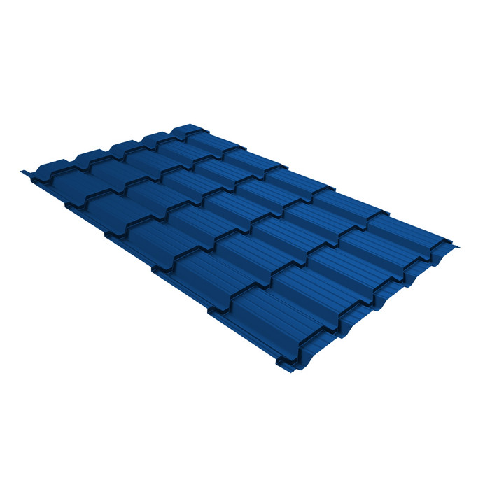 Металлочерепица Grand Line Верховье Quadro profi (Квадро Профи) 0,5 Satin RAL 5005 сигнальный синий