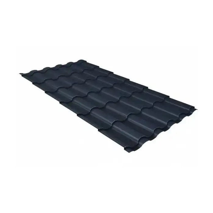 Металлочерепица Grand Line Kredo (Кредо) 0,5 GreenCoat Pural Matt BT RAL 7024 Мокрый асфальт