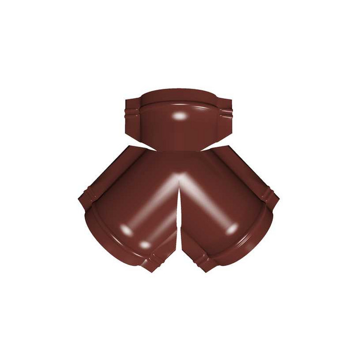 Тройник Y малого конька полукруглого Satin с пленкой RAL 3009 оксидно-красный - фото №1